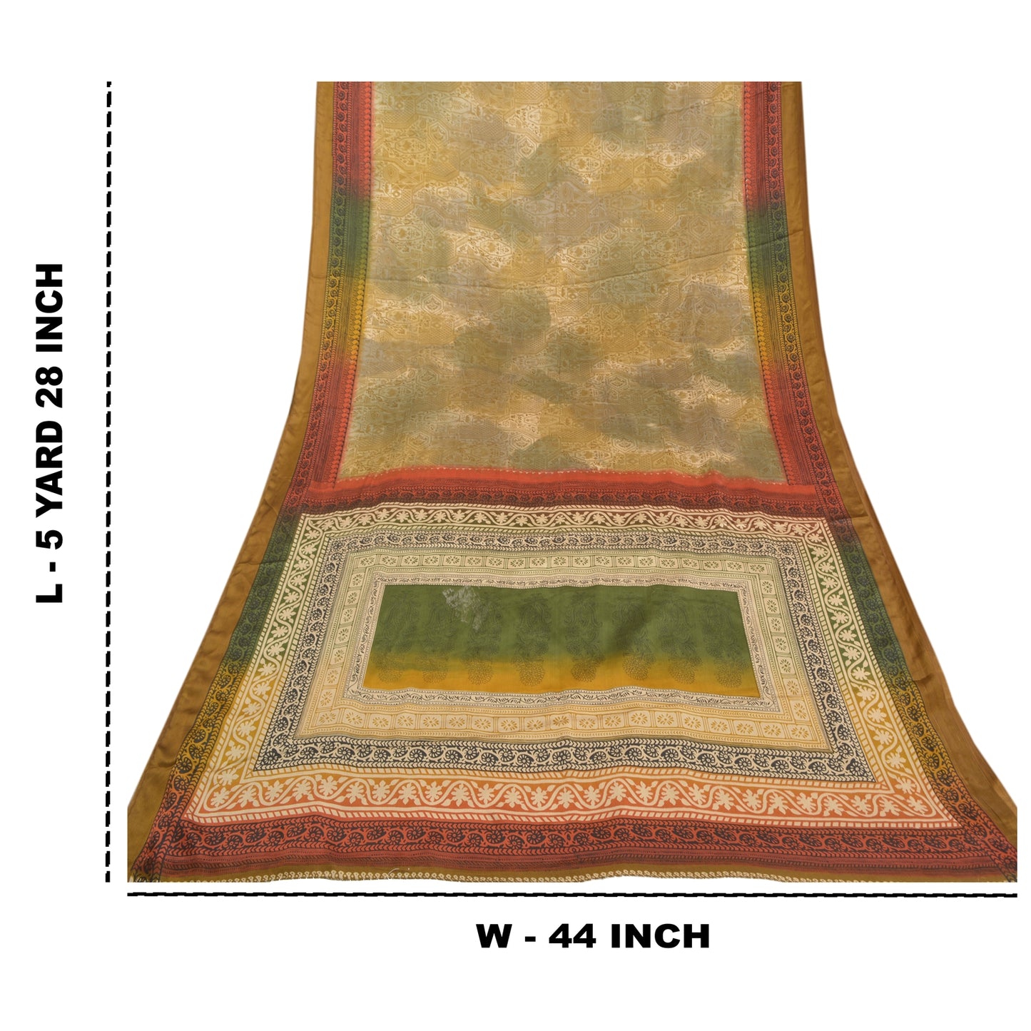 Sanskriti Vintage Multi Sarees Moss Crepe Printed Sari Floral 5yd Craft Sustainable Fabric