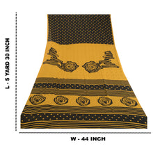 Load image into Gallery viewer, Sanskriti Vintage Black Sarees Moss Crepe Printed Sari Soft Floral Craft Fabric

