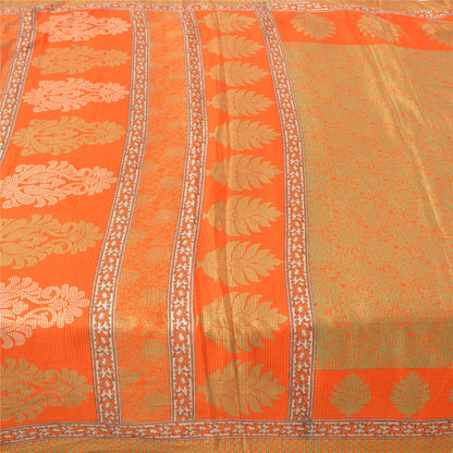 Sanskriti Vintage Orange Sarees Moss Crepe Printed Sari Soft Floral Craft Sustainable Fabric