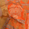 Sanskriti Vintage Orange Sarees Moss Crepe Printed Sari Soft Floral Craft Sustainable Fabric