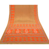 Sanskriti Vintage Orange Sarees Moss Crepe Printed Sari Soft Floral Craft Sustainable Fabric