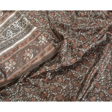 Load image into Gallery viewer, Sanskriti Vintage Brown Sarees Moss Crepe Floral Printed Craft Fabric Sari
