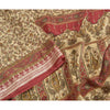 Sanskriti Vintage Ivory Sarees Indian Moss Crepe Printed Sari Soft Craft Sustainable Fabric
