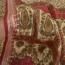 Load image into Gallery viewer, Sanskriti Vintage Ivory Sarees Indian Moss Crepe Printed Sari Soft Craft Fabric
