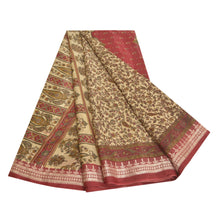 Load image into Gallery viewer, Sanskriti Vintage Ivory Sarees Indian Moss Crepe Printed Sari Soft Craft Fabric
