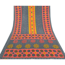 Load image into Gallery viewer, Sanskriti Vintage Gray Sarees Indian Moss Crepe Printed Sari Soft Craft Fabric

