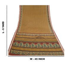 Load image into Gallery viewer, Sanskriti Vintage Brown Sarees Moss Crepe Printed Floral Sari Soft Craft Fabric
