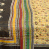 Sanskriti Vintage Sarees Yellow Moss Crepe Sari Printed Woven Soft Craft Sustainable Fabric
