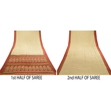 Load image into Gallery viewer, Sanskriti Vintage Sarees Cream Moss Crepe Sari Printed Floral 5yd Craft Fabric
