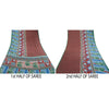 Sanskriti Vintage Sarees Indian Red Moss Crepe Printed Sari Floral Craft Sustainable Fabric