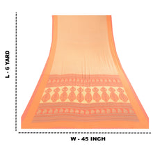 Load image into Gallery viewer, Sanskriti Vintage Sarees Cream Moss Crepe Block Printed Sari Soft Craft Fabric

