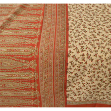 Load image into Gallery viewer, Sanskriti Vintage Craft Decor Fabric Cream Sarees Moss Crepe 5 Yd Printed Sari

