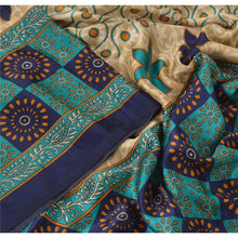 Load image into Gallery viewer, Sanskriti Vintage Cream Sarees Moss Crepe Printed Sari 5Yd Craft Decor Fabric
