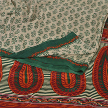 Load image into Gallery viewer, Sanskriti Vintage Cream Sarees Moss Crepe Printed Sari Decor 5 Yd Craft Fabric
