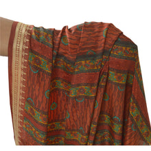 Load image into Gallery viewer, Sanskriti Vintage Orange Sarees Moss Crepe Printed Sari Decor 5Yd Craft Fabric
