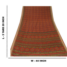 Load image into Gallery viewer, Sanskriti Vintage Orange Sarees Moss Crepe Printed Sari Decor 5Yd Craft Fabric
