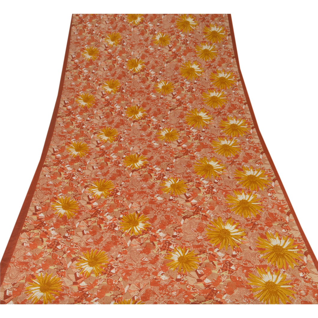 Sanskriti Vintage Sarees Moss Crepe Printed Sari Decor Multicolor Craft Fabric