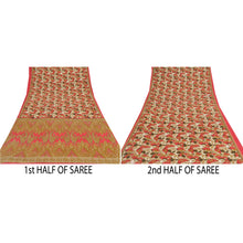 Load image into Gallery viewer, Sanskriti Vintage Pink Sarees Moss Crepe Printed Sari 5Yd Craft Floral Fabric
