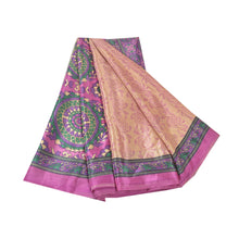 Load image into Gallery viewer, Sanskriti Vintage Cream Indian Sarees Moss Crepe Printed Sari Craft Decor Fabric
