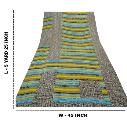 Sanskriti Vintage Multi Sarees Art Silk Sustainable Fabric Craft Printed Sewing 5 Yard Sari