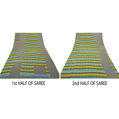 Sanskriti Vintage Multi Sarees Art Silk Sustainable Fabric Craft Printed Sewing 5 Yard Sari