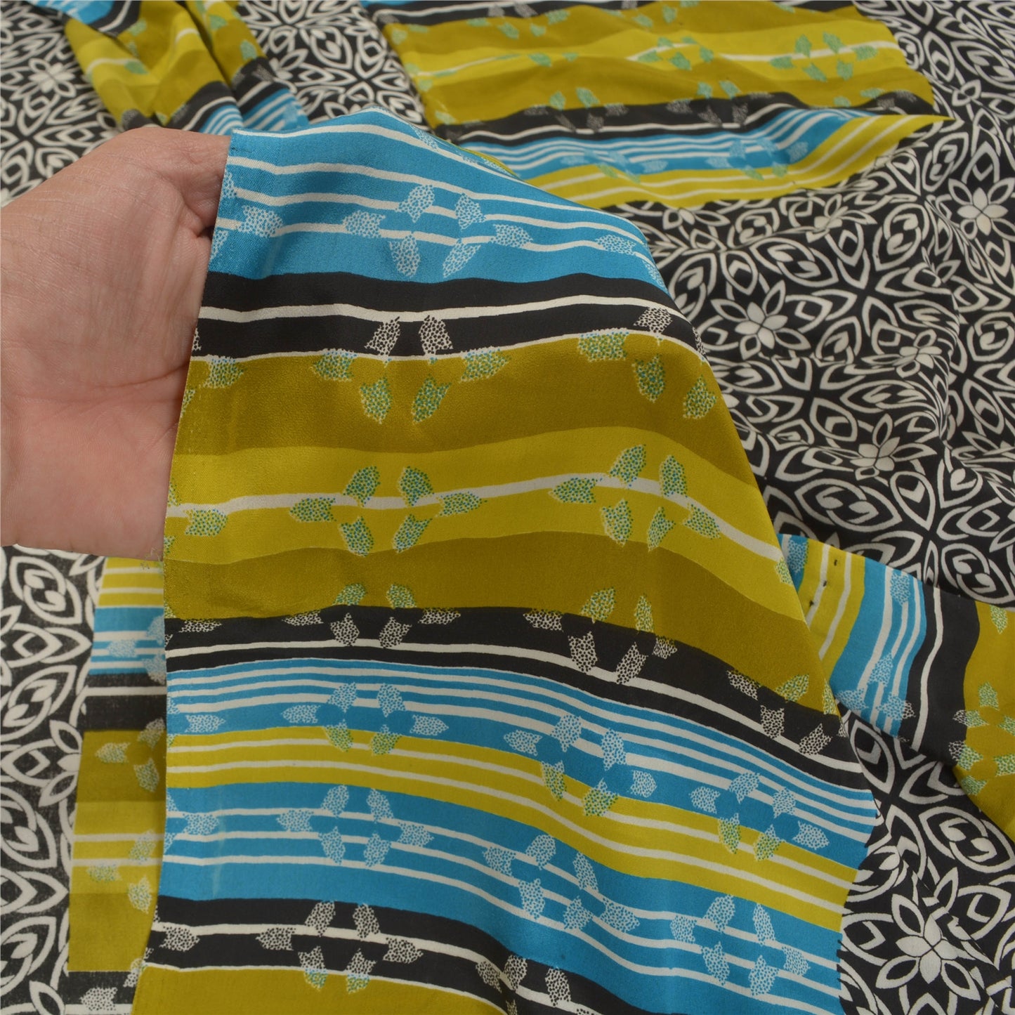 Sanskriti Vintage Multi Sarees Art Silk Sustainable Fabric Craft Printed Sewing 5 Yard Sari