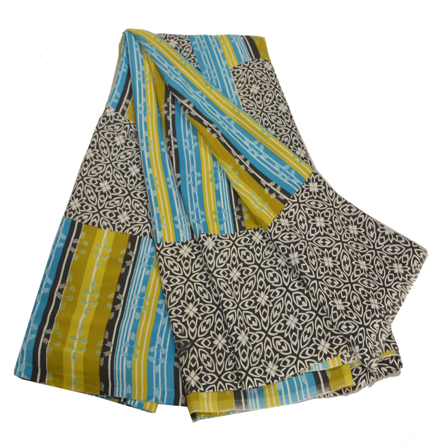 Sanskriti Vintage Multi Sarees Art Silk Sustainable Fabric Craft Printed Sewing 5 Yard Sari