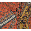 Sanskriti Vintage Orange Indian Sarees Art Silk Sustainable Fabric Craft Warli Printed Sari