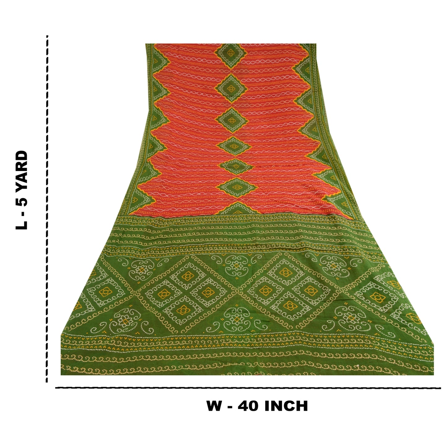 Sanskriti vintage sarees rød bandhani trykt ren bomuld Sari 5yd Craft bæredygtigt stof