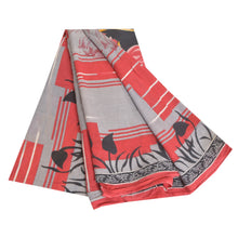 Load image into Gallery viewer, Sanskriti Vintage Sarees Gray Pure Cotton Printed Sari Floral Soft Craft Fabric

