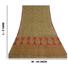 Load image into Gallery viewer, Sanskriti Vintage Sarees Green Blend Cotton Printed Sari 5yd Floral Craft Fabric
