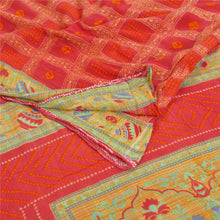 Load image into Gallery viewer, Sanskriti Vintage Sarees Red Bandhani Pure Cotton Printed Sari 5yd Craft Fabric
