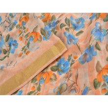 Load image into Gallery viewer, Sanskriti Vintage Sarees Indian Peach Digital Printed Chanderi Sari Craft Fabric
