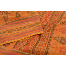 Load image into Gallery viewer, Sanskriti Vintage Sarees Block Printed Indian Saffron Cotton Sari Craft Fabric
