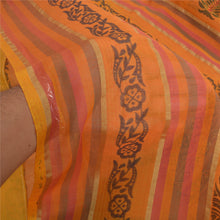 Load image into Gallery viewer, Sanskriti Vintage Sarees Block Printed Indian Saffron Cotton Sari Craft Fabric
