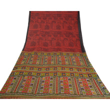 Load image into Gallery viewer, Sanskriti Vintage Sarees Red Human Animal Printed Pure Cotton Sari Craft Fabric

