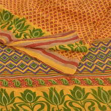 Load image into Gallery viewer, Sanskriti Vintage Sarees Indian Yellow Printed Pure Cotton Sari 5yd Craft Fabric
