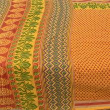Load image into Gallery viewer, Sanskriti Vintage Sarees Indian Yellow Printed Pure Cotton Sari 5yd Craft Fabric
