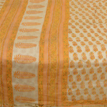 Load image into Gallery viewer, Sanskriti Vintage Sarees Ivory Block Printed Cotton Silk Sari 5yd Craft Fabric
