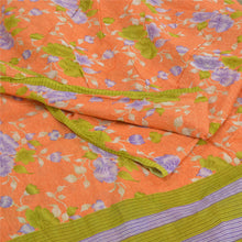 Load image into Gallery viewer, Sanskriti Vintage Sarees Orange Indian Pure Cotton Sari Printed 5yd Craft Fabric
