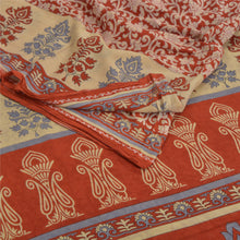 Load image into Gallery viewer, Sanskriti Vintage Sarees Orange Pure Cotton Printed Sari Soft 5YD Craft Fabric
