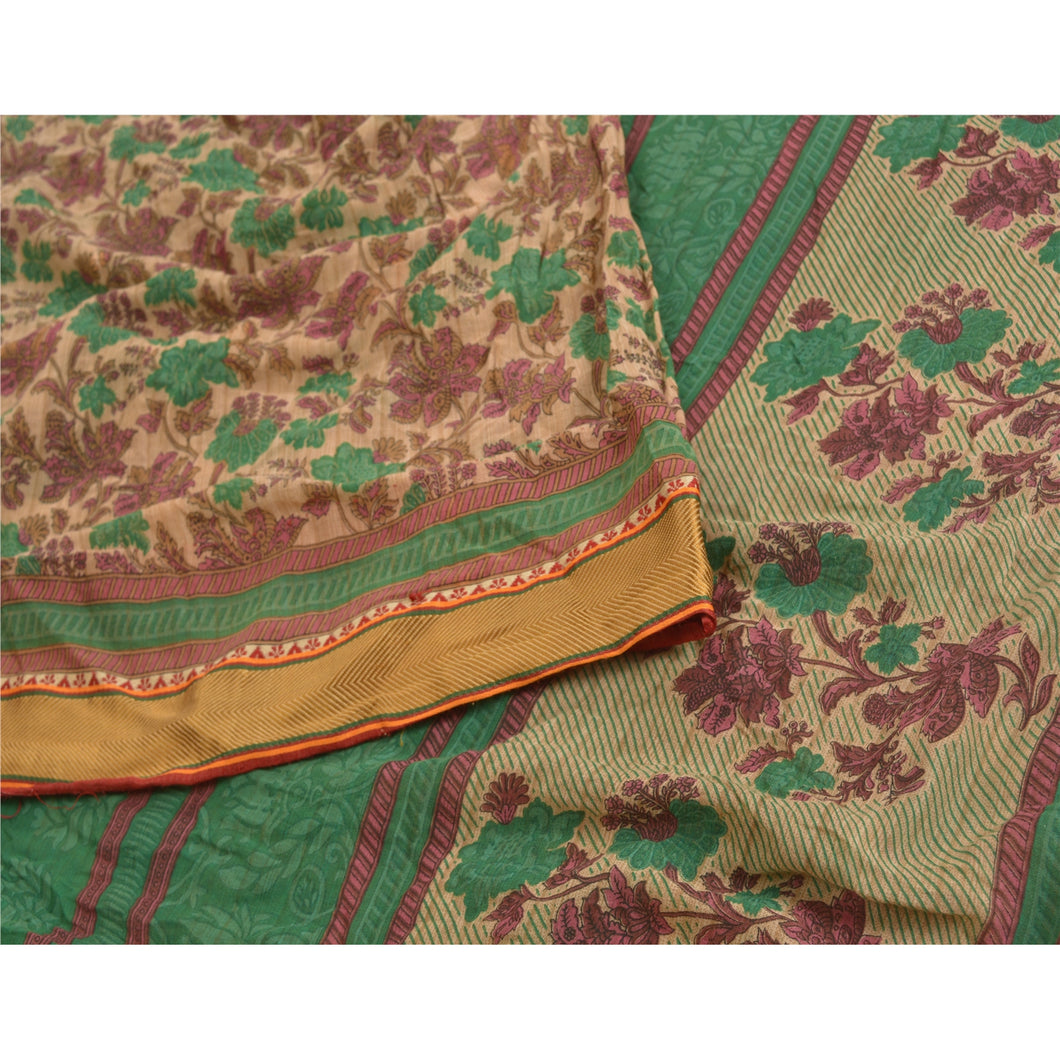 Sanskriti Vintage Sarees Multi Printed Pure Cotton Sari Soft 5yd Craft Fabric