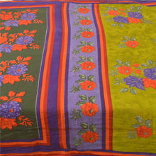 Load image into Gallery viewer, Sanskriti Vintage Sarees Green Printed Pure Cotton Sari 5yd Floral Craft Fabric
