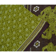 Sanskriti Vintage Sarees Green Indian Printed Pure Cotton Sari 5yd Craft Fabric