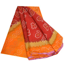 Load image into Gallery viewer, Sanskriti Vintage Sarees Dark Red Bandhani Printed Pure Cotton Sari Craft Fabric
