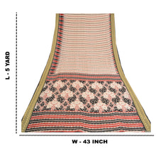 Load image into Gallery viewer, Sanskriti Vintage Sarees From Indian Ivory Printed Pure Cotton Sari Craft Fabric
