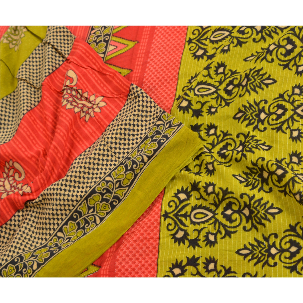 Sanskriti Vintage Sarees Indian Multi Printed 100% Pure Cotton Sari Craft Fabric