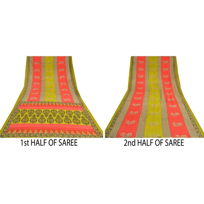 Sanskriti Vintage Sarees Indian Multi Printed 100% Pure Cotton Sari Craft Sustainable Fabric