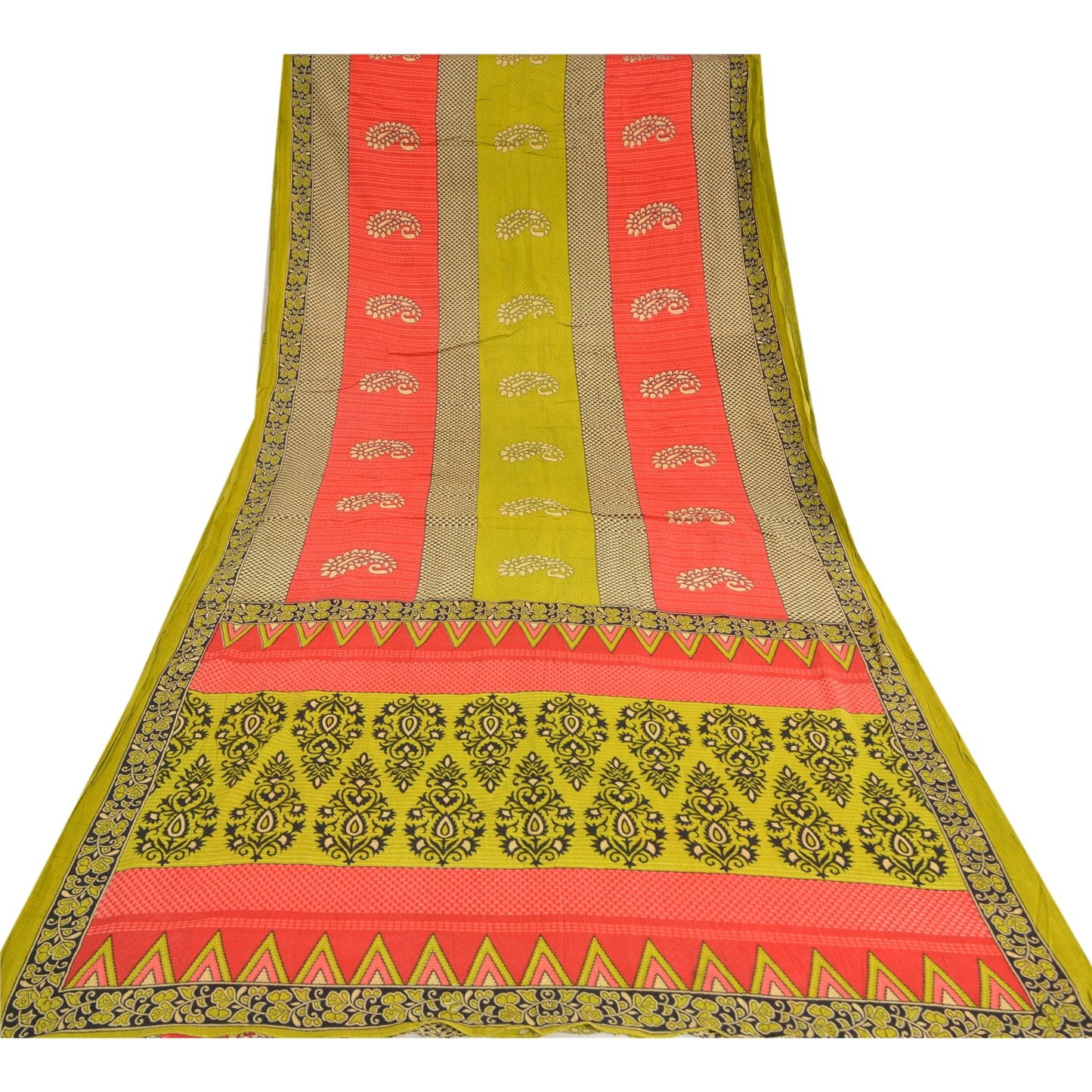 Sanskriti Vintage Sarees Indian Multi Printed 100% Pure Cotton Sari Craft Sustainable Fabric