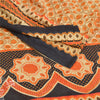 Sanskriti Vintage Sarees Orange Indian Pure Cotton Printed Sari 5yd Craft Sustainable Fabric